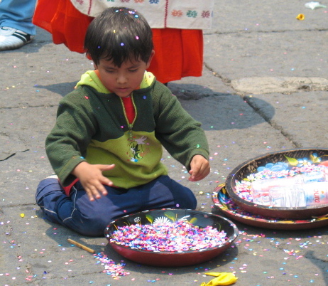 playing with confetti
