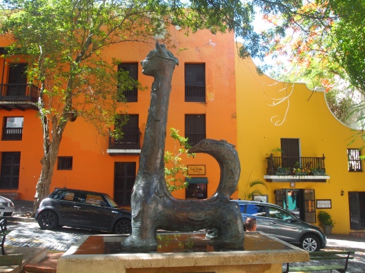 Statue in the shaded square near El Convento and Catedral de San Juan