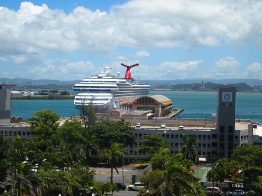 Cruise ship in the Bahia de San Juan, view from Castillo de San Cristóbal