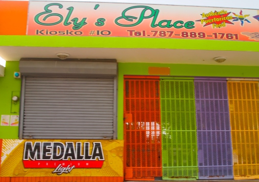 Food kiosks at Playa Luquillo