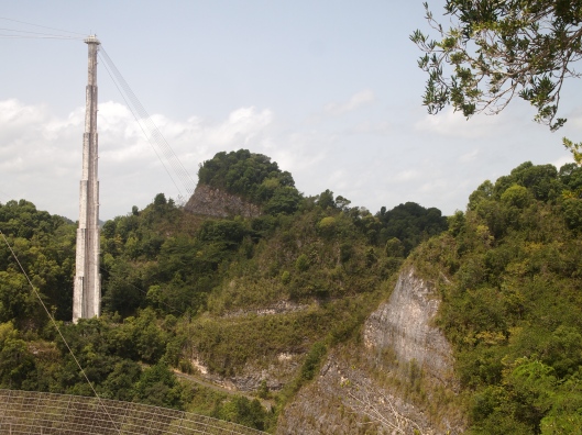 Karst mountains and one of the reinforced concrete towers